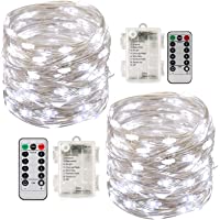 InteTech - Cuerda de luces LED- paquete de 2- 8 modos- 50 LED- en hilo de cobre para DIY- fiesta- boda- cena- decoración…